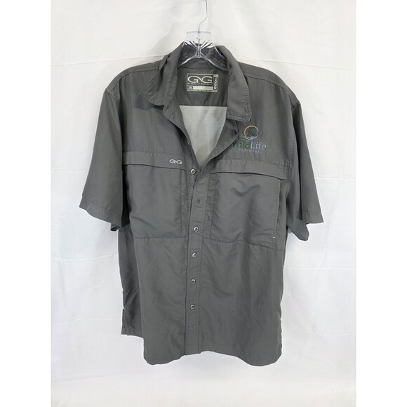 Game Guard Shirt Mens L Gray Button Up Camp Fishing Hunting Vented GG - Picture 1 of 15